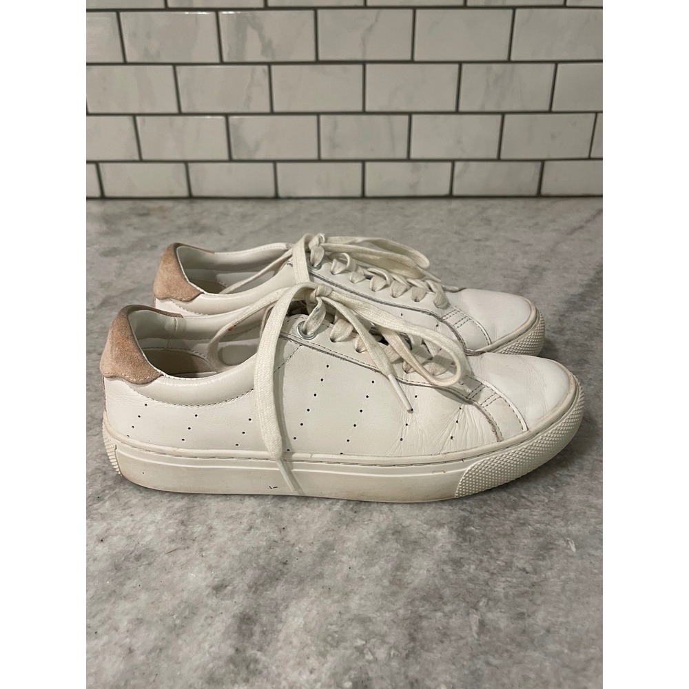 J.Crew Sneakers Women 6 White Saturday Low Top Leather Suede Heel Tab B8115